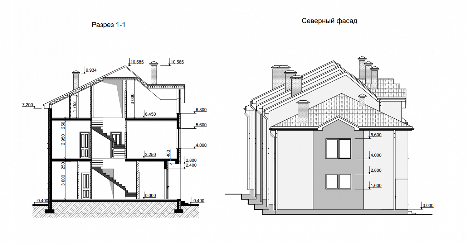 Проект двухэтажного дома "Таунхаус" с мансардой для 5 семей