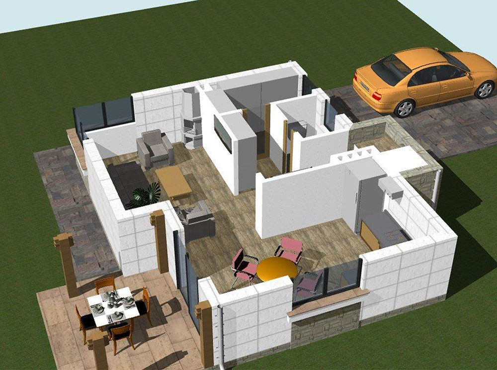 Проект компактного двухэтажного дома со скатной кровлей 8,5х7,5м (87 кв.м.)
