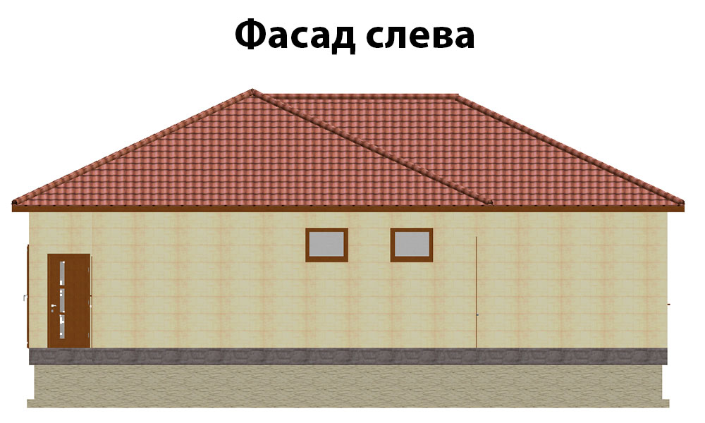 Одноэтажный дом с гаражом 151 кв.м. (16х15м)