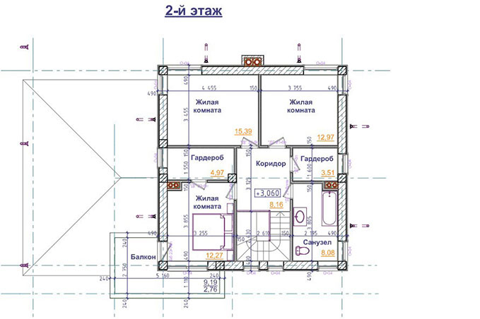 Двухэтажный дом с гаражом для неровного участка 223 кв.м (15х11м)
