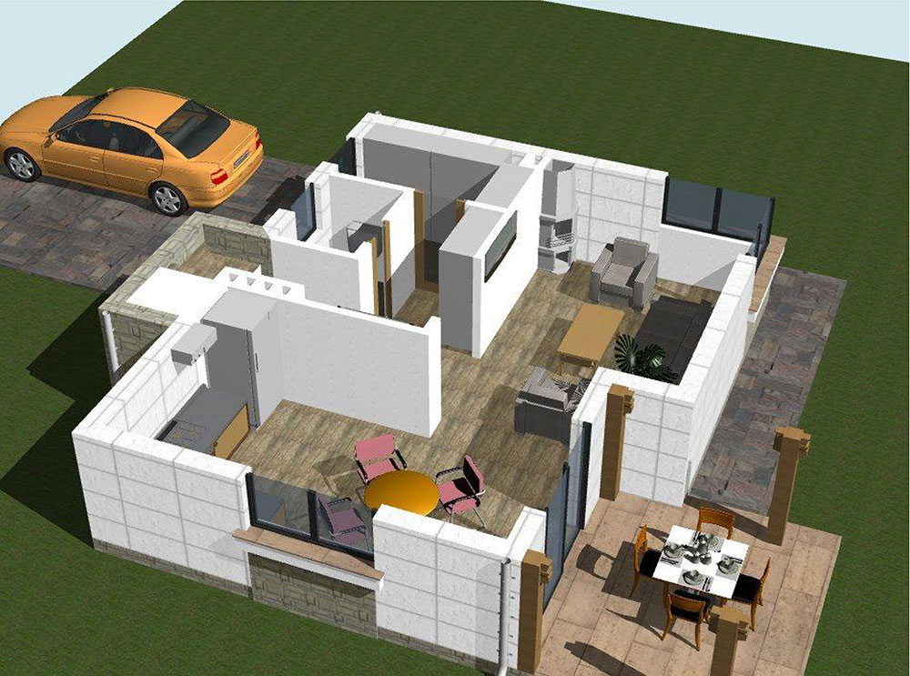 Проект компактного двухэтажного дома с плоской кровлей 8,5х7,5м (87 кв.м.)