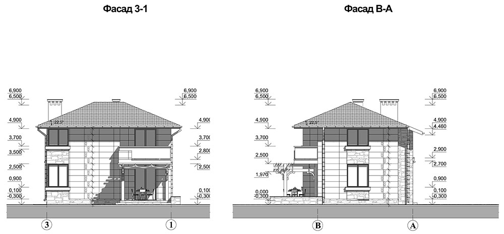 Проект компактного двухэтажного дома со скатной кровлей 8,5х7,5м (87 кв.м.)