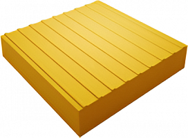 Тактильная бетонная плитка «Прямолинейные параллельные рифы с плоской вершиной», 500х500х50мм,  цвет желтый
